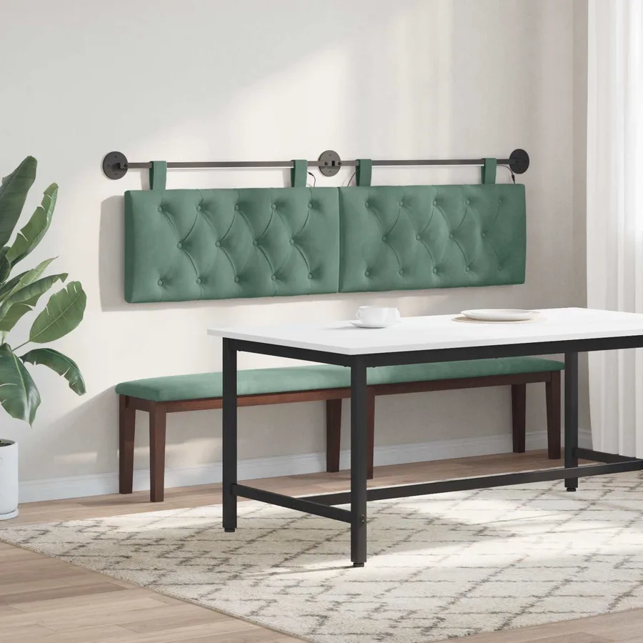 Tête de lit suspendue Avec lumière LED Vert Mer Velours - 4