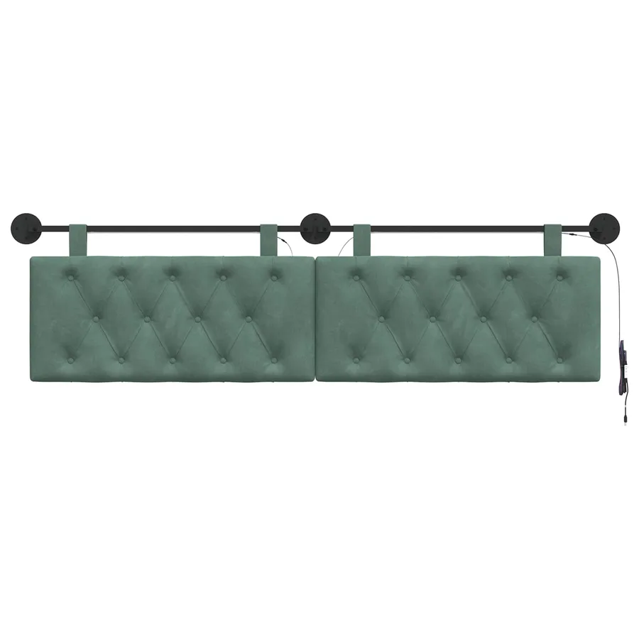 Tête de lit suspendue Avec lumière LED Vert Mer Velours - 6