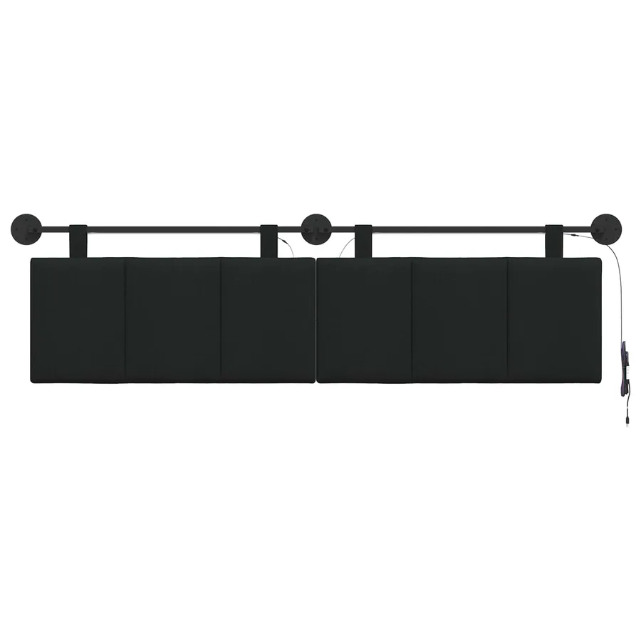 Tête de lit suspendue Avec lumière LED Noir Tissu - 6
