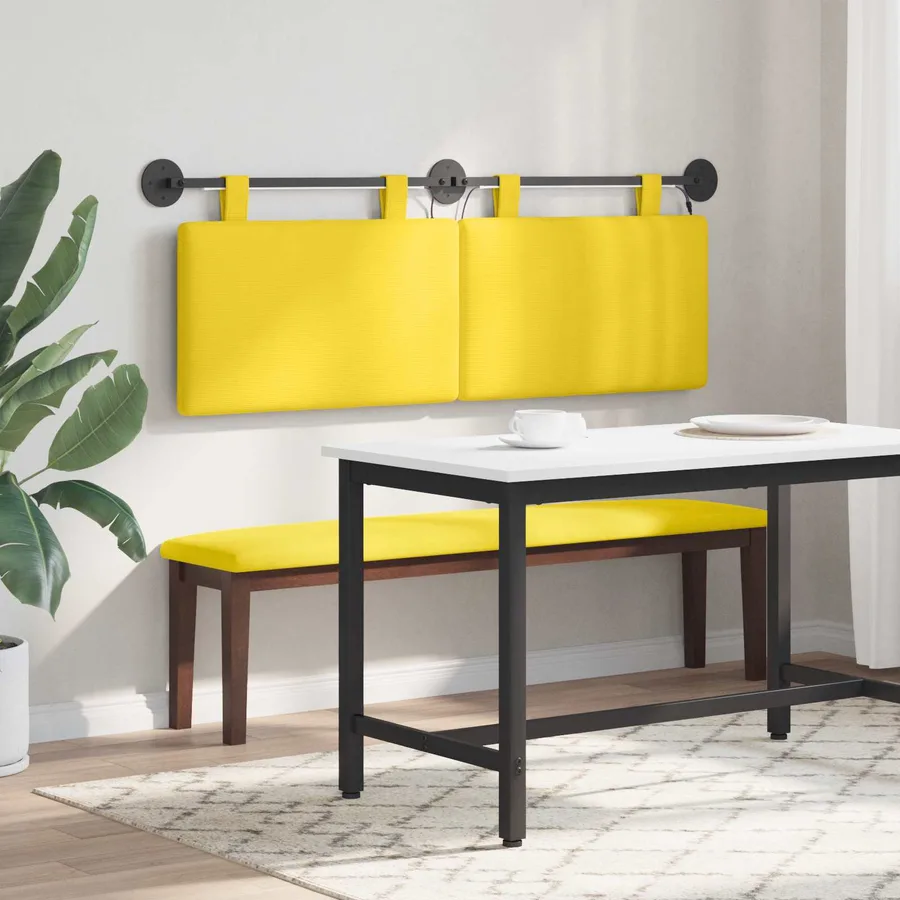 Tête de lit suspendue Jaune clair Tissu en velours côtelé - 4