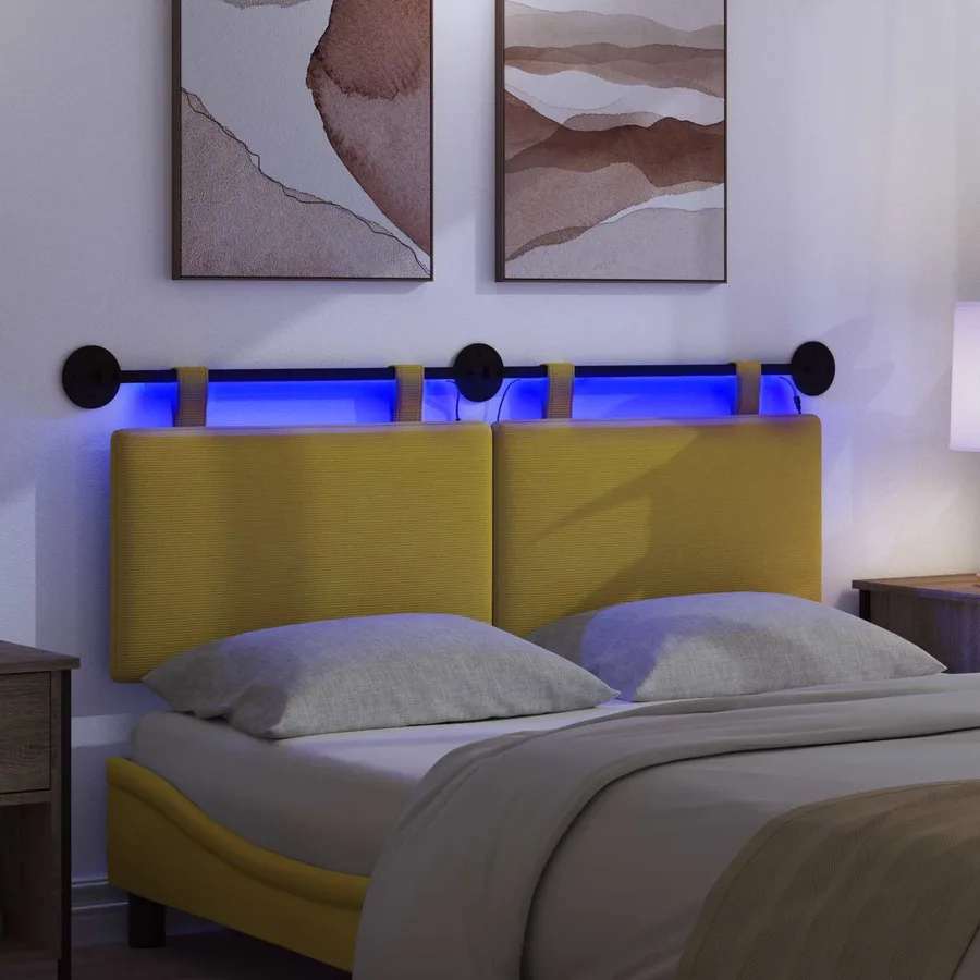 Tête de lit suspendue Jaune clair Tissu en velours côtelé - 5