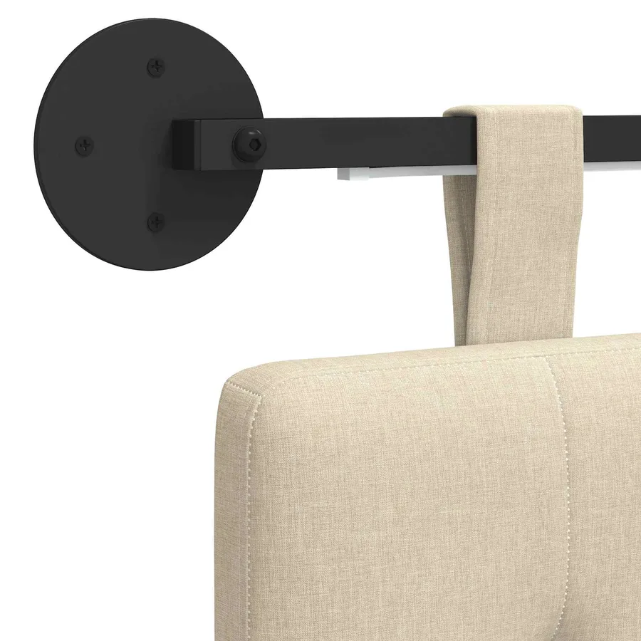 Tête de lit suspendue Avec lumière LED Crème Tissu - 8