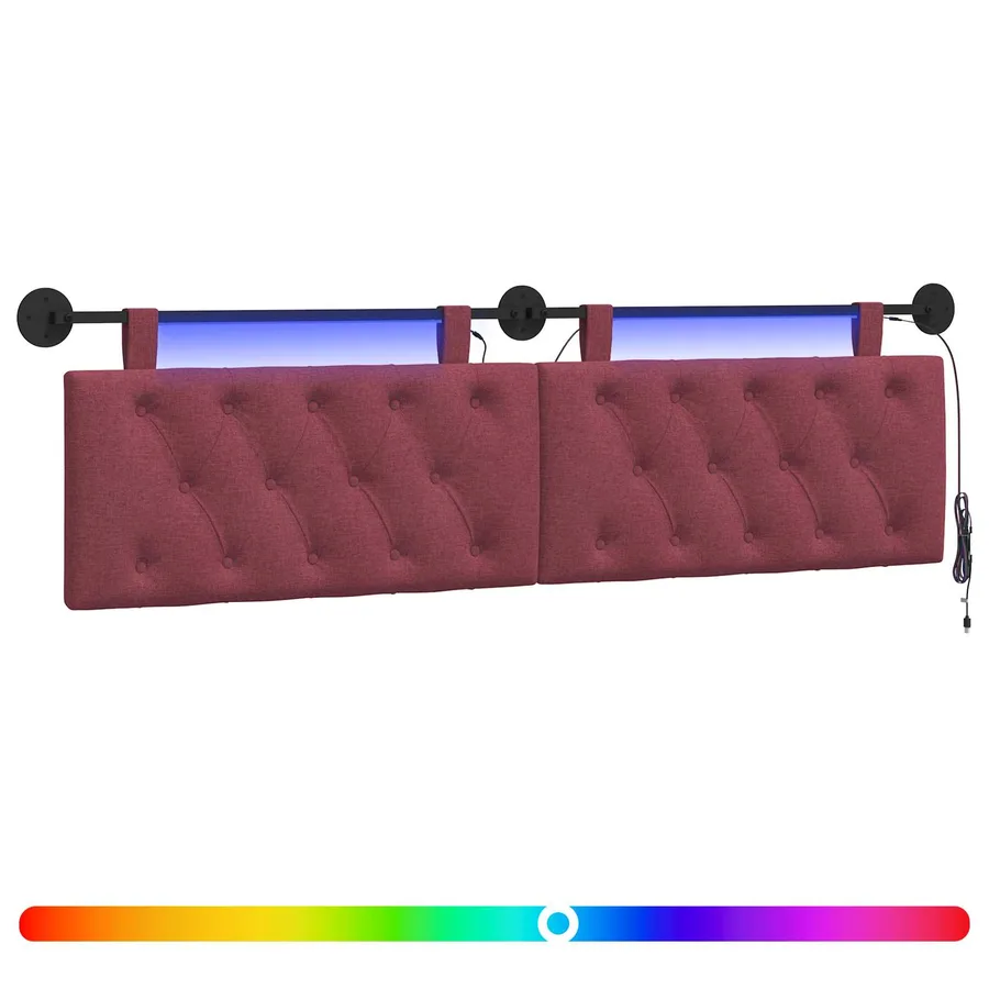 Tête de lit suspendue Avec lumière LED Bordeaux Tissu - 2
