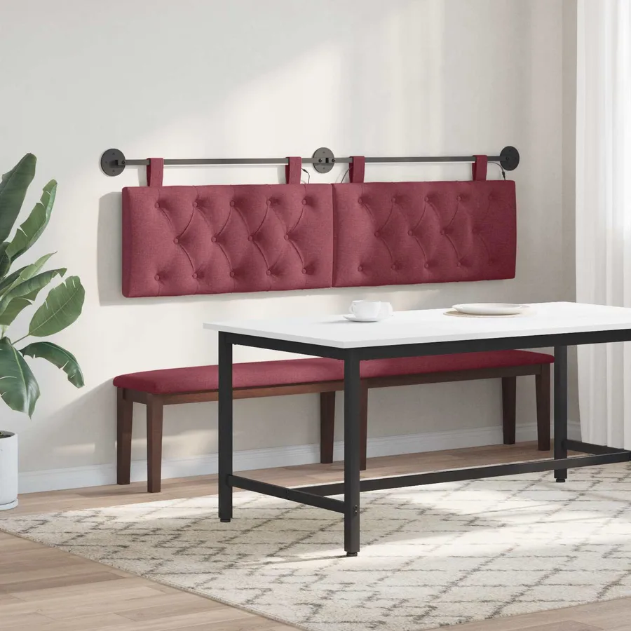 Tête de lit suspendue Avec lumière LED Bordeaux Tissu - 4