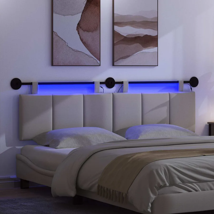 Tête de lit suspendue Avec lumière LED Gris nuage Tissu - 5