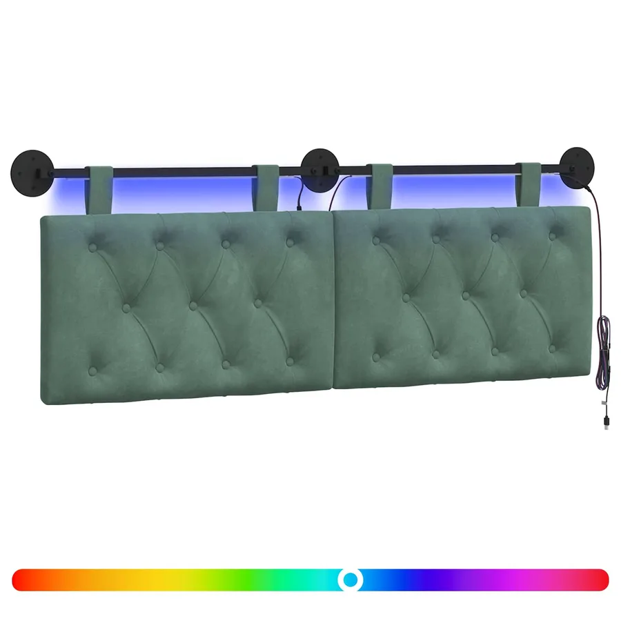 Tête de lit suspendue Avec lumière LED Vert Mer Velours - 2
