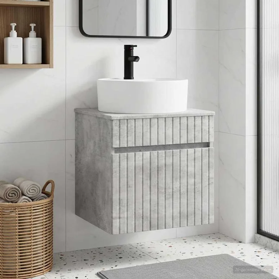 Meuble de lavabo mural Gris béton 49 x 44,5 x 65 cm