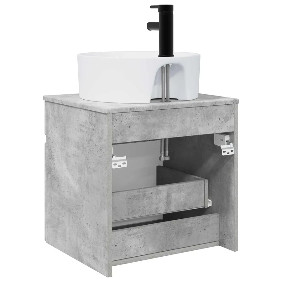 Meuble de lavabo mural Gris béton 49 x 44,5 x 65 cm - 4