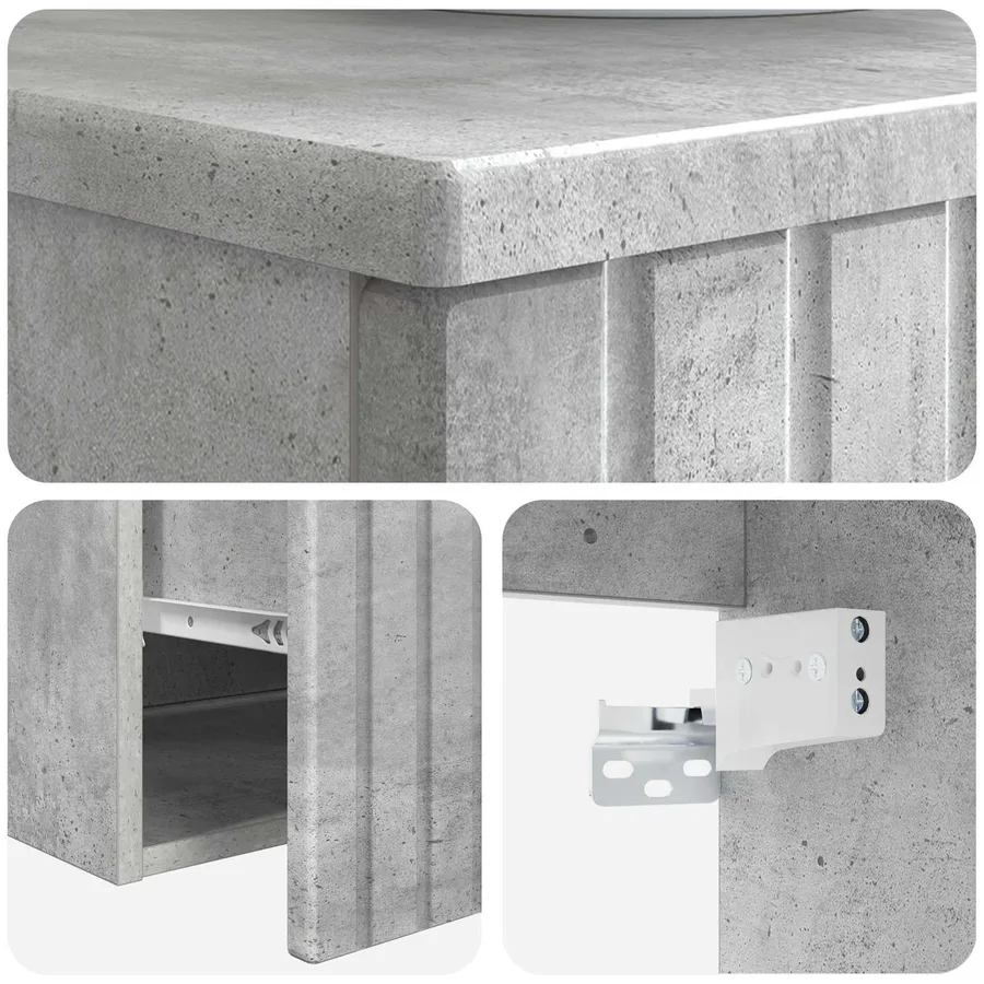 Meuble de lavabo mural Gris béton 49 x 44,5 x 65 cm - 5