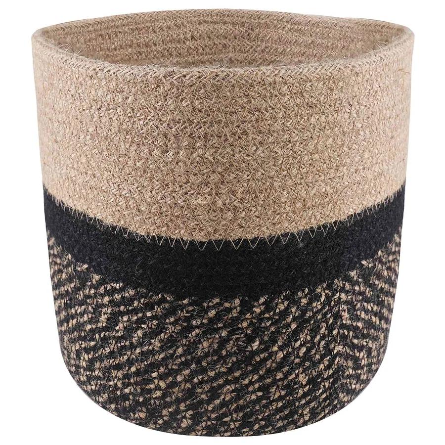 Ensemble de Pots à Plantes 2 pcs Naturel et noir Ø 21 x 21 cm