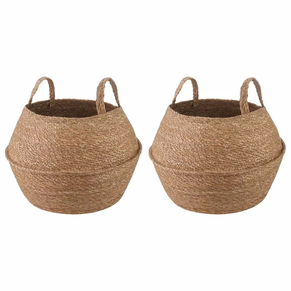 Pot de plante avec poignées 2 pcs Naturel Ø 32 x 32 cm