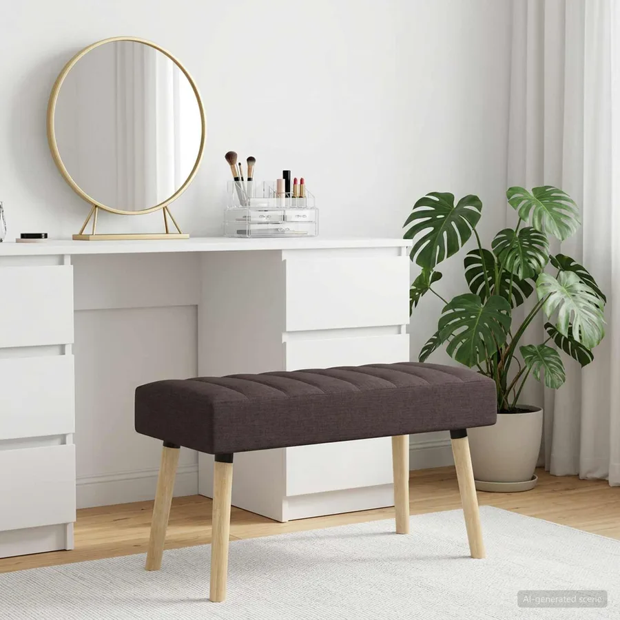 Banc capitonné canal Marron foncé 80 x 40 x 46 cm Tissu - 3