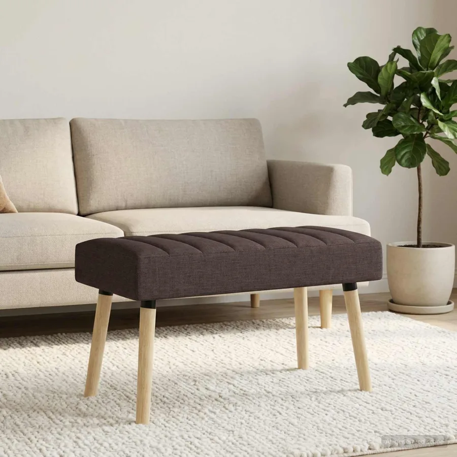 Banc capitonné canal Marron foncé 80 x 40 x 46 cm Tissu - 4