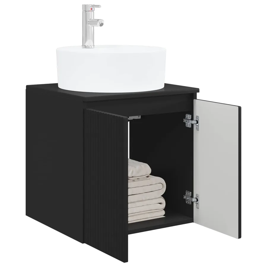 Vanité de lavabo mural Noir 49,5 x 44,5 x 65 cm - 3