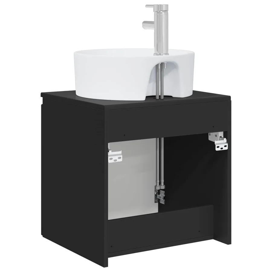 Vanité de lavabo mural Noir 49,5 x 44,5 x 65 cm - 5