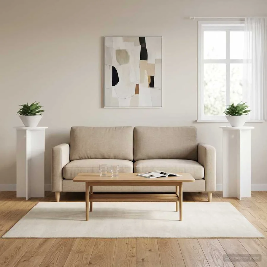 Support de Plante 2 pcs Blanc Ø40 x 80 cm Bois d'ingénierie