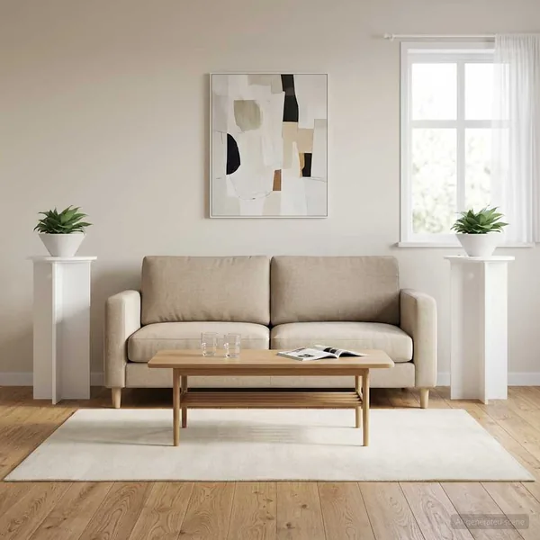 Support de Plante 2 pcs Blanc Ø40 x 80 cm Bois d'ingénierie
