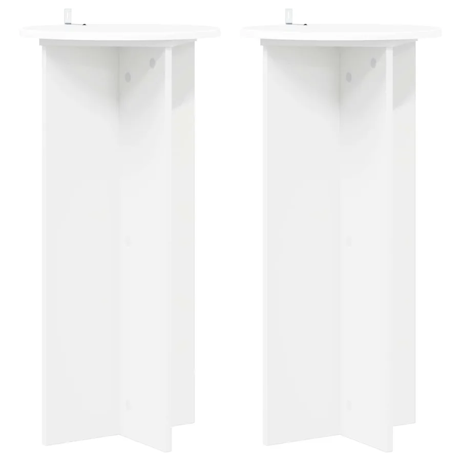 Support de Plante 2 pcs Blanc Ø40 x 80 cm Bois d'ingénierie - 2