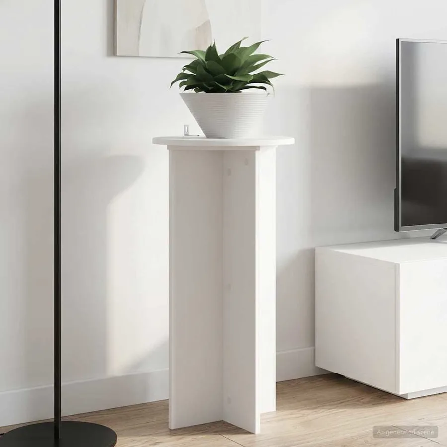 Support de Plante 2 pcs Blanc Ø40 x 80 cm Bois d'ingénierie - 4