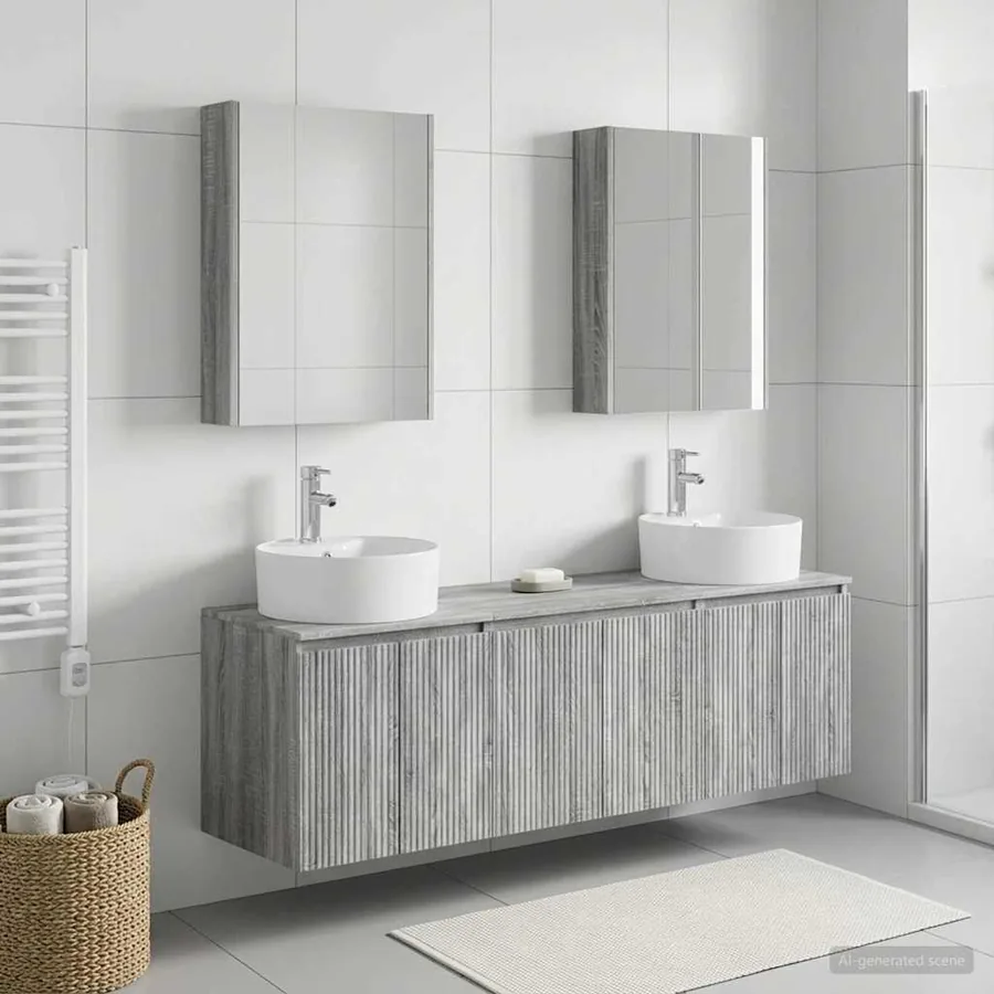 Ensemble d'armoire de salle de bain 5 pcs Sonoma gris