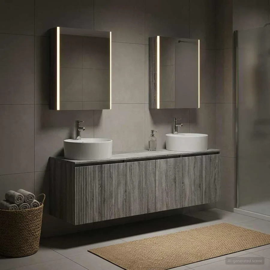 Ensemble d'armoire de salle de bain 5 pcs Sonoma gris - 4