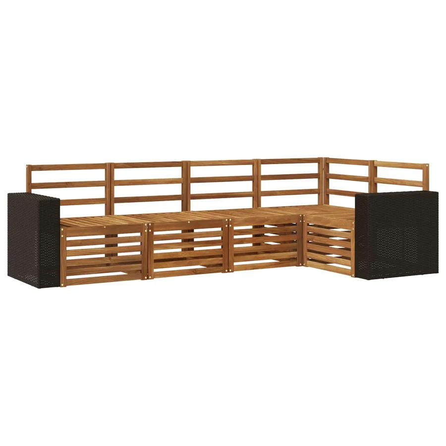 Ensemble de canapé d'angle 5 pcs Naturel Bois d'Acacia Massif - 2