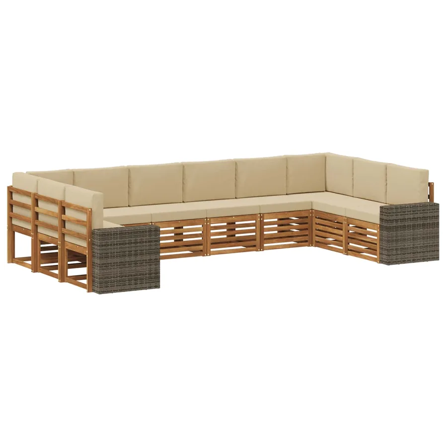 Ensemble de canapés d'extérieur 10 pcs Naturel et Beige - 2