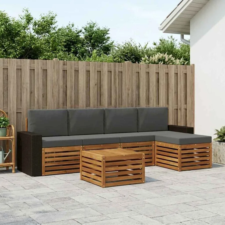 Ensemble de canapés d'extérieur 6 pcs Naturel et Anthracite