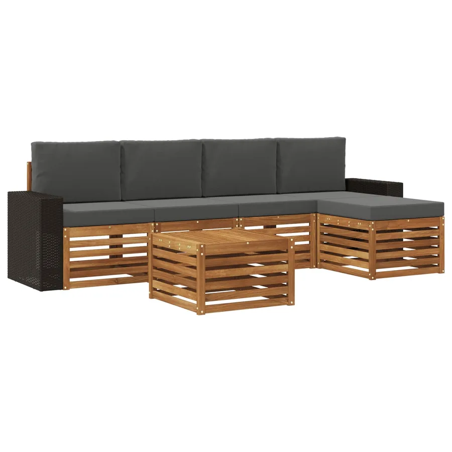 Ensemble de canapés d'extérieur 6 pcs Naturel et Anthracite - 2
