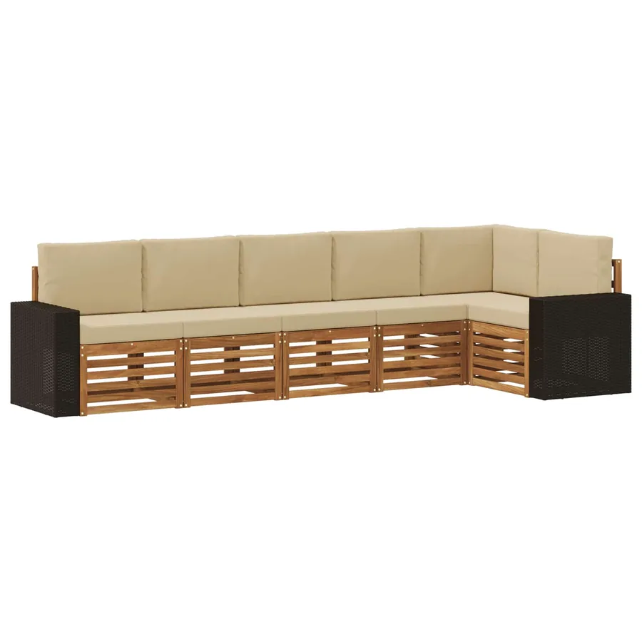 Ensemble de canapé d'angle avec coussin 6 pcs Naturel et Beige - 2