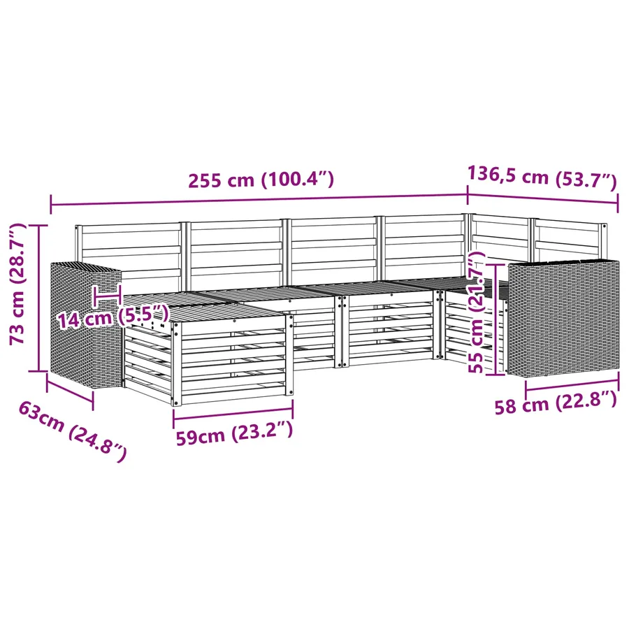 Ensemble de canapé d'angle 6 pcs Naturel - 8