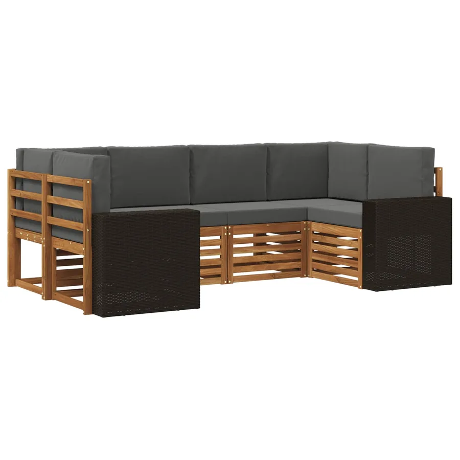 Ensemble de canapé d'angle 6 pcs Naturel et Anthracite - 2