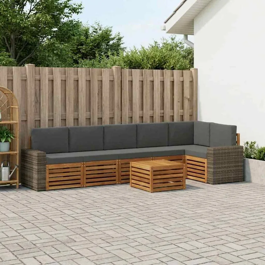 Ensemble de canapé d'angle 7 pcs Naturel et Anthracite