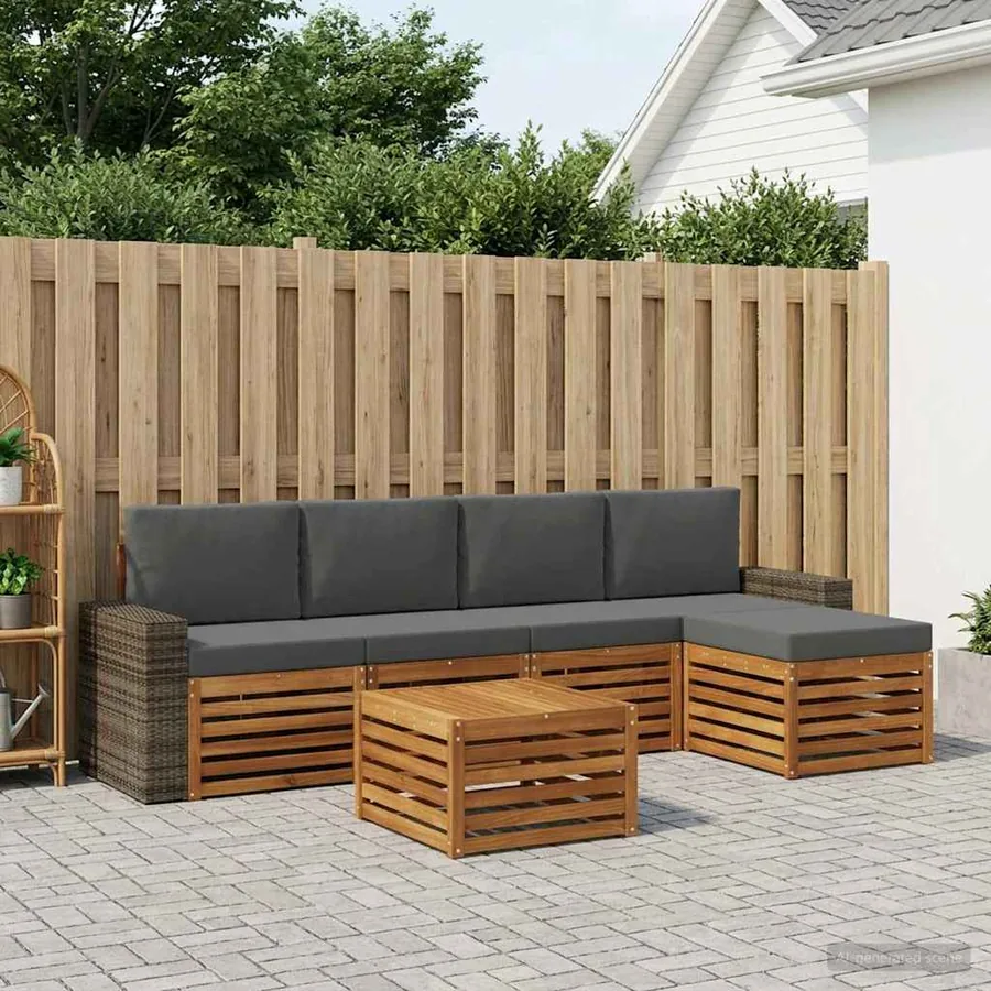 Ensemble de canapés d'extérieur 6 pcs Naturel et Anthracite