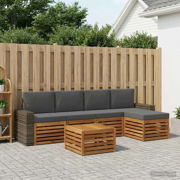 Ensemble de canapés d'extérieur 6 pcs Naturel et Anthracite