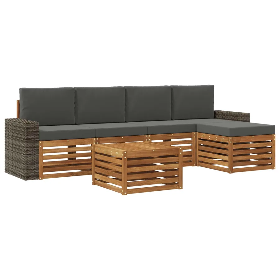 Ensemble de canapés d'extérieur 6 pcs Naturel et Anthracite - 2