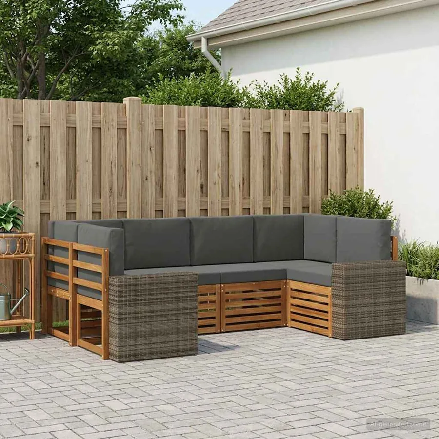 Ensemble de canapé d'angle 6 pcs Naturel et Anthracite