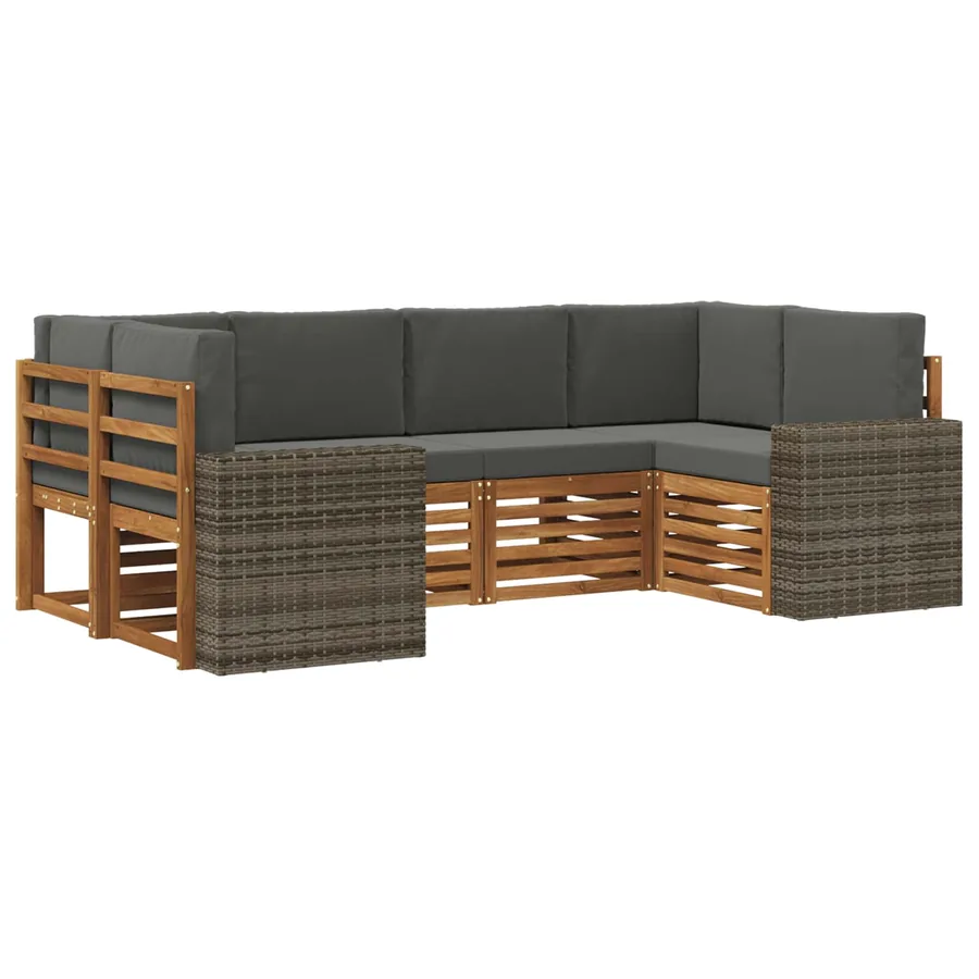 Ensemble de canapé d'angle 6 pcs Naturel et Anthracite - 2