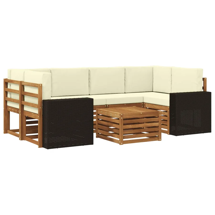 Ensemble de canapés d'extérieur 7 pcs Naturel et Crème - 2