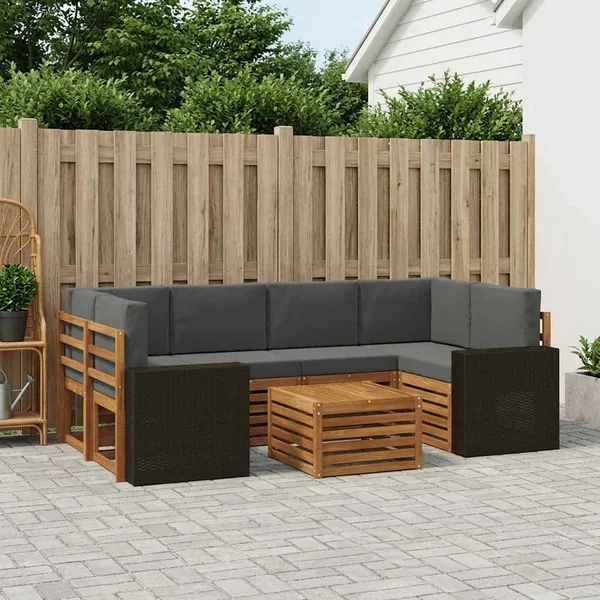 Ensemble de canapés d'extérieur 7 pcs Naturel et Anthracite