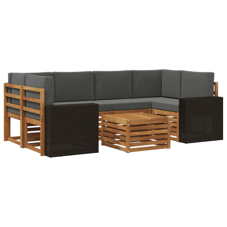 Ensemble de canapés d'extérieur 7 pcs Naturel et Anthracite - 2