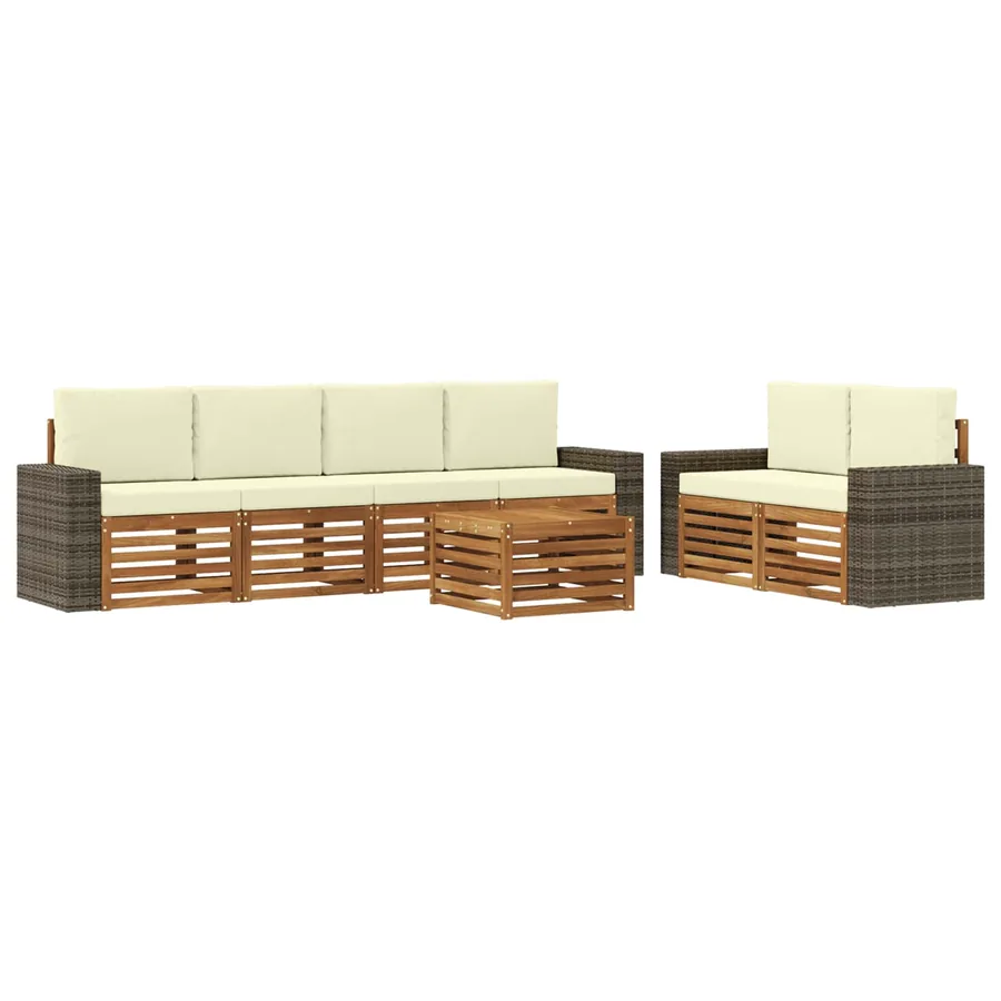 Ensemble de canapés d'extérieur 7 pcs Naturel et Crème - 2
