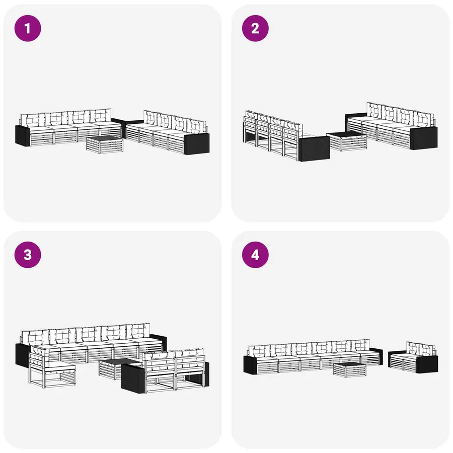 Ensemble de canapés d'extérieur 9 pcs Naturel et gris clair - 6