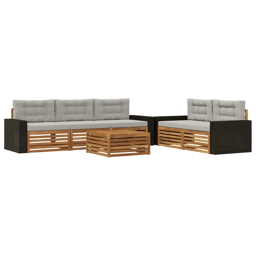 Ensemble de canapés d'extérieur 6 pcs Naturel et gris clair - 2