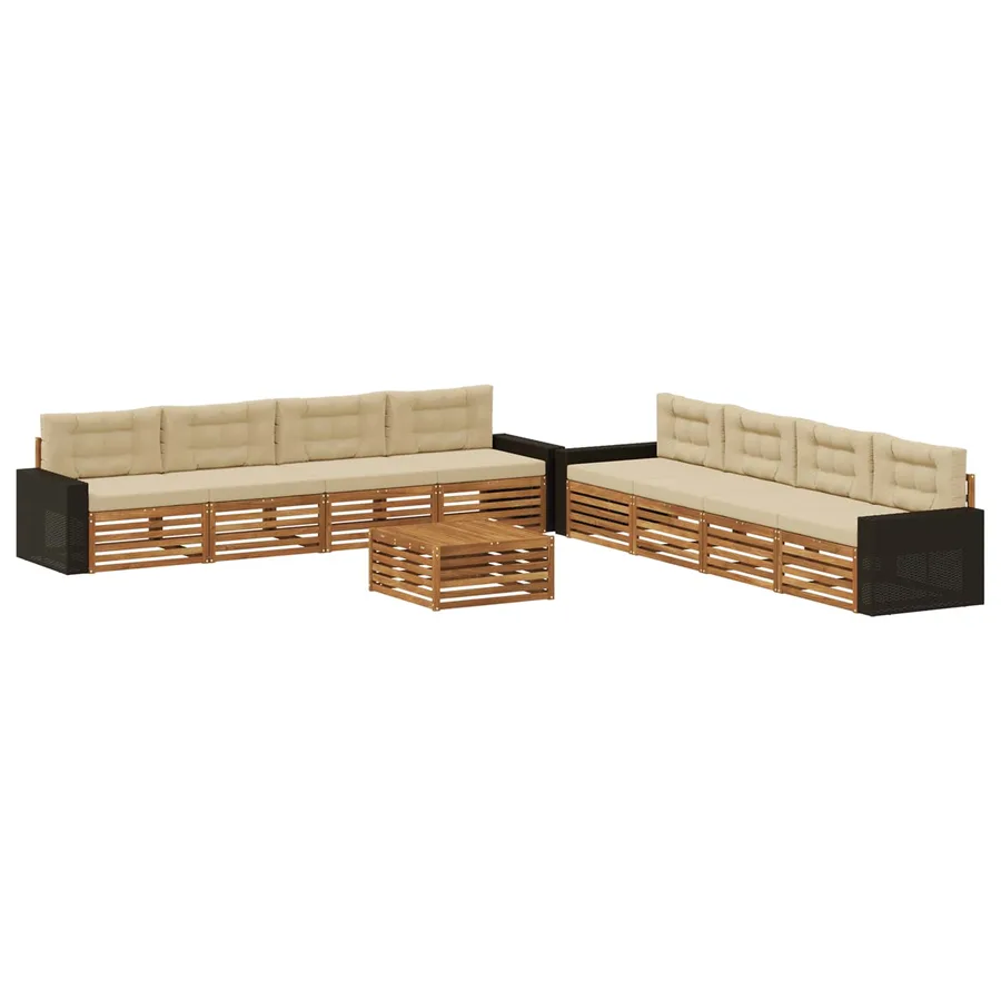 Ensemble de canapés d'extérieur 9 pcs Naturel et Beige - 2