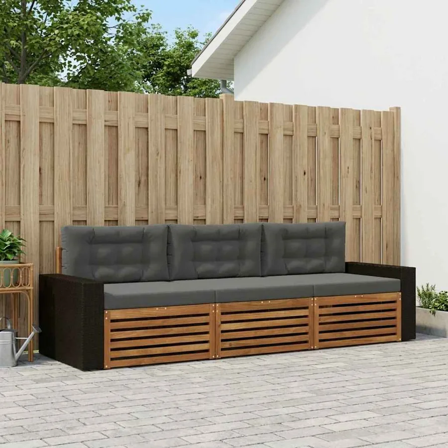 Ensemble de canapés d'extérieur 3 pcs Naturel et Anthracite