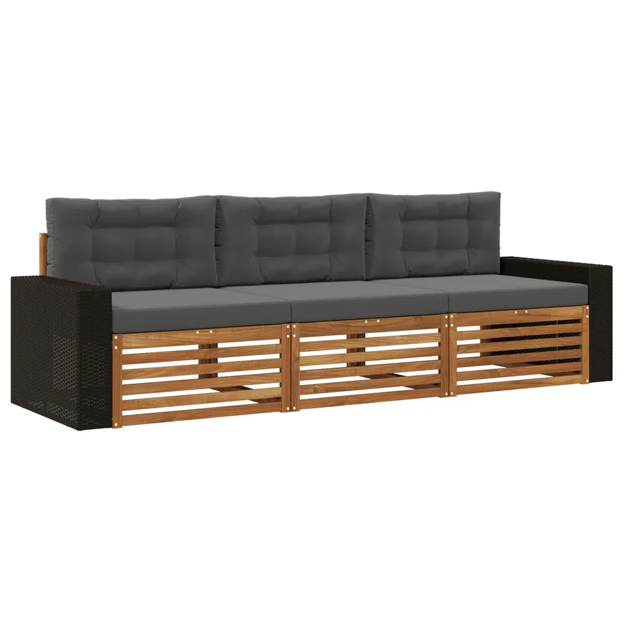 Ensemble de canapés d'extérieur 3 pcs Naturel et Anthracite - 2