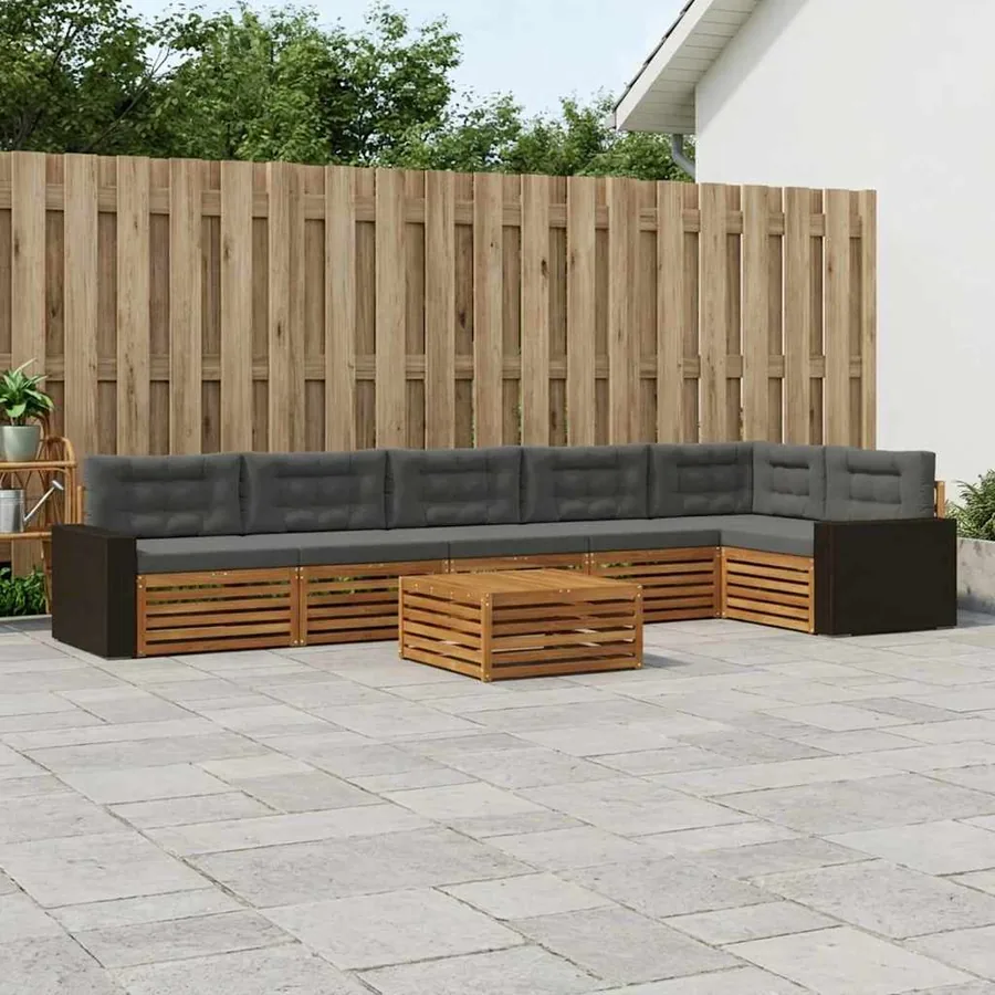 Ensemble de canapés d'extérieur 7 pcs Naturel et Anthracite