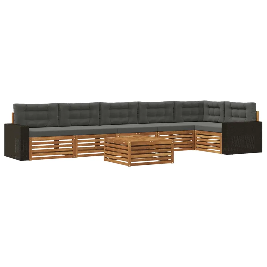 Ensemble de canapés d'extérieur 7 pcs Naturel et Anthracite - 2