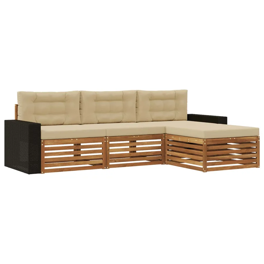 Ensemble de canapés d'extérieur 4 pcs Naturel et Beige - 2